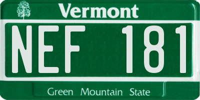 VT license plate NEF181