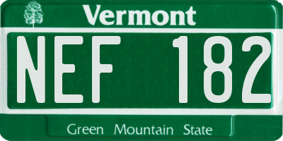 VT license plate NEF182
