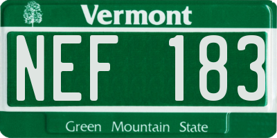 VT license plate NEF183
