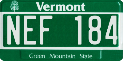 VT license plate NEF184