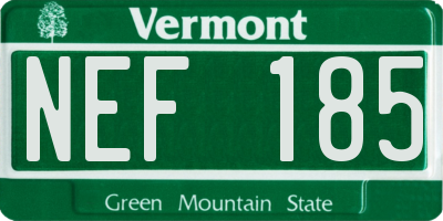VT license plate NEF185