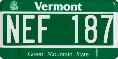 VT license plate NEF187