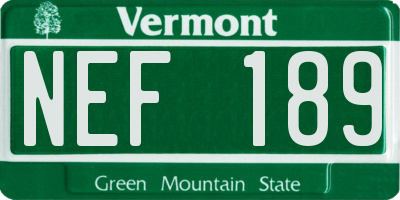 VT license plate NEF189