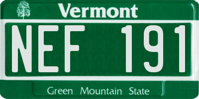 VT license plate NEF191
