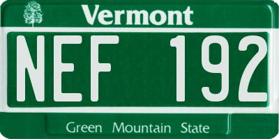 VT license plate NEF192