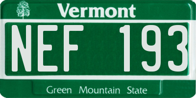 VT license plate NEF193