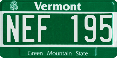 VT license plate NEF195