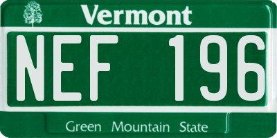 VT license plate NEF196