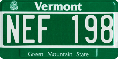 VT license plate NEF198