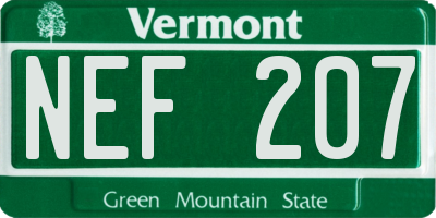 VT license plate NEF207