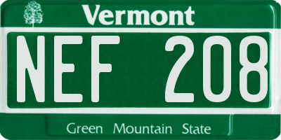 VT license plate NEF208