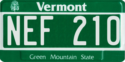 VT license plate NEF210