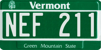 VT license plate NEF211