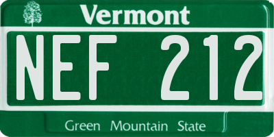 VT license plate NEF212
