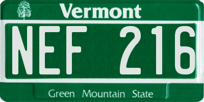 VT license plate NEF216