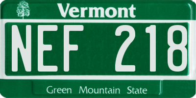 VT license plate NEF218
