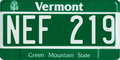 VT license plate NEF219