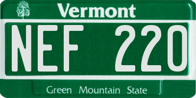 VT license plate NEF220