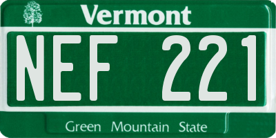 VT license plate NEF221