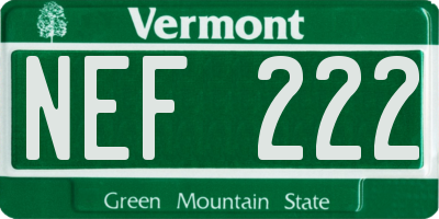 VT license plate NEF222