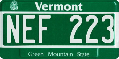VT license plate NEF223