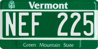 VT license plate NEF225
