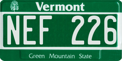 VT license plate NEF226