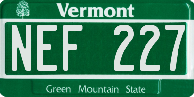 VT license plate NEF227