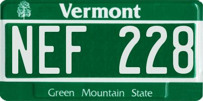 VT license plate NEF228