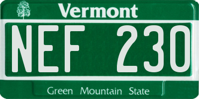 VT license plate NEF230
