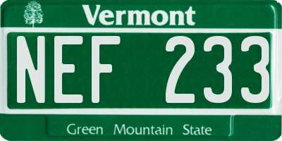 VT license plate NEF233