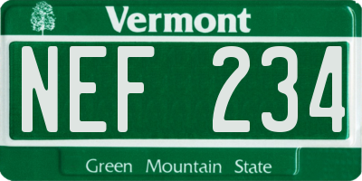 VT license plate NEF234