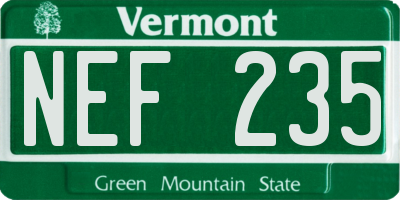 VT license plate NEF235