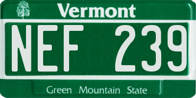 VT license plate NEF239