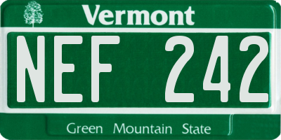VT license plate NEF242
