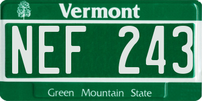 VT license plate NEF243