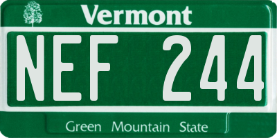 VT license plate NEF244