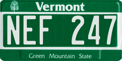 VT license plate NEF247