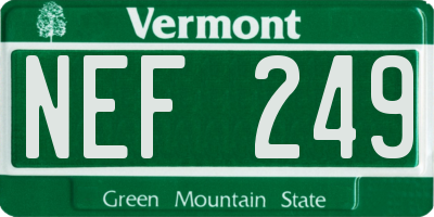 VT license plate NEF249