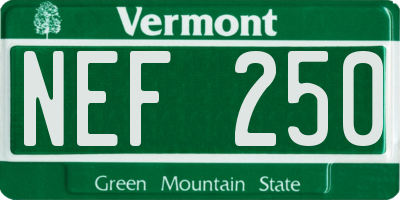 VT license plate NEF250
