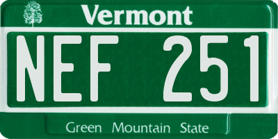 VT license plate NEF251