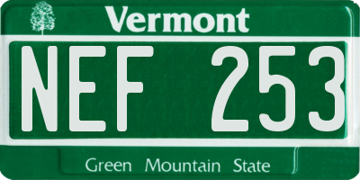 VT license plate NEF253