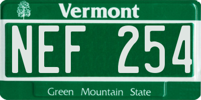 VT license plate NEF254