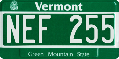 VT license plate NEF255