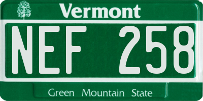 VT license plate NEF258