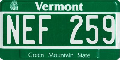VT license plate NEF259