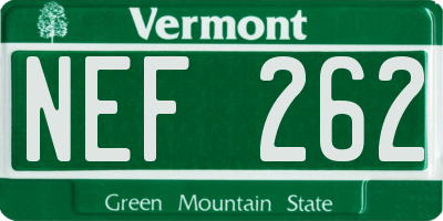 VT license plate NEF262