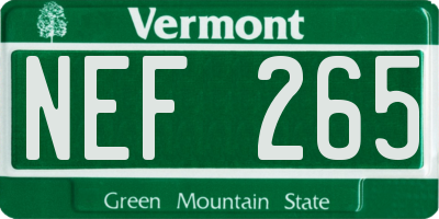 VT license plate NEF265