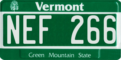 VT license plate NEF266