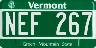 VT license plate NEF267